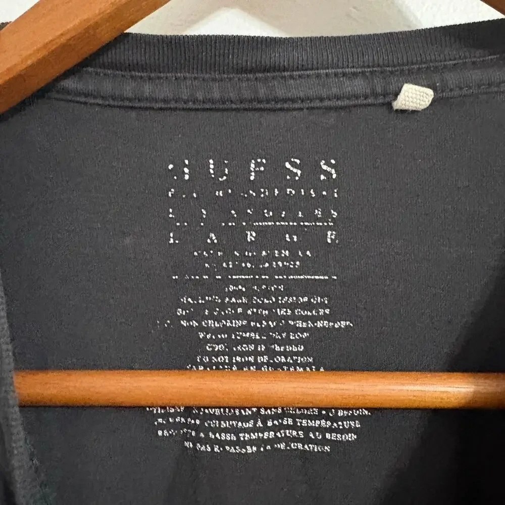 Men's Large GUESS Grunge T-Shirt Streetwear Black Basic Tee - Picture 3 of 4